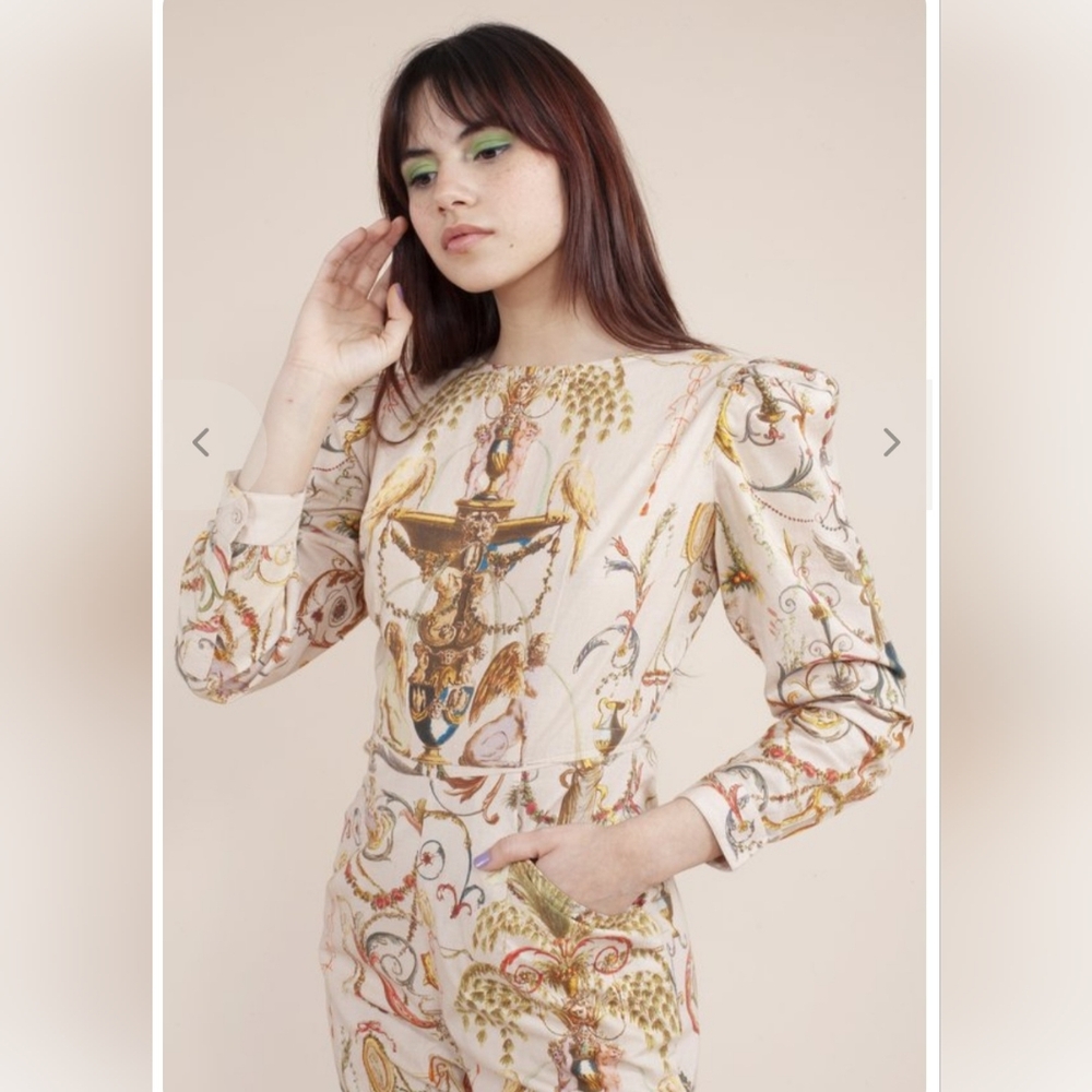 OOAK NWT Samantha Pleet Empress Jumpsuit in Ornamental Print SMALL